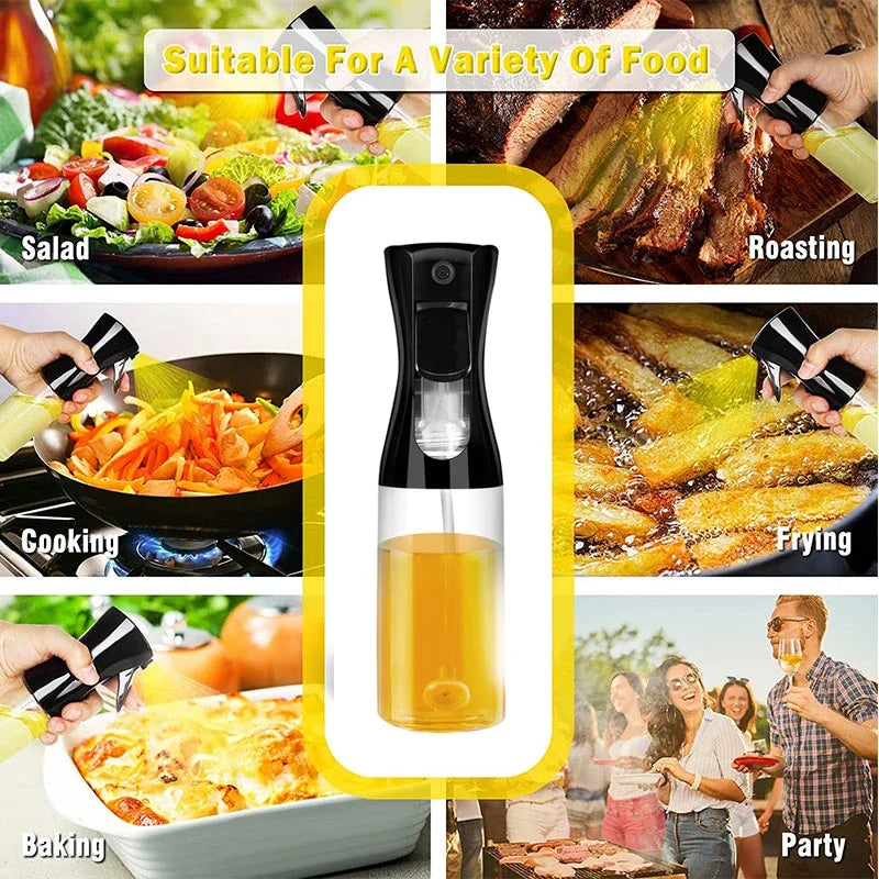 1pc Black Transparent Oil Spray Bottle for Cooking Kitchen Olive Oil Sprayer for Camping BBQ Baking Vinegar Soy Sauce